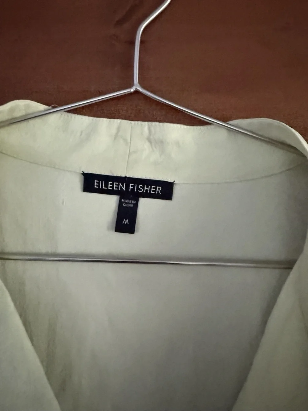 Eileen Fisher 100% Silk Button Up Blouse Light Green